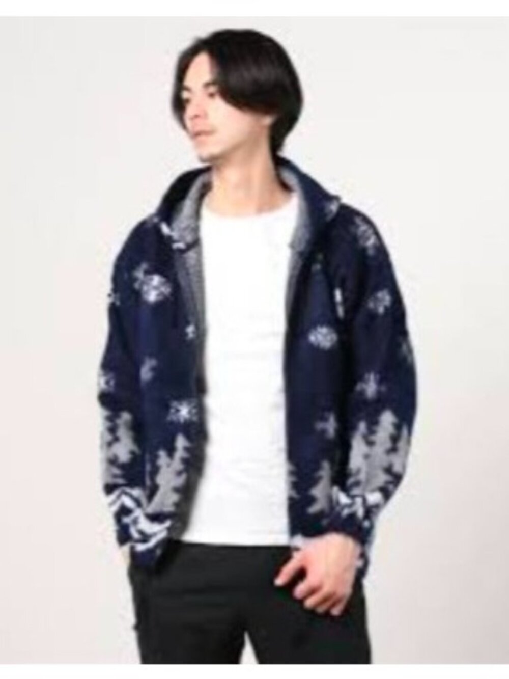 Earth Ragz Vintage Hooded Jacket Men's S Navy Snowflake Hand Made In Ecuador